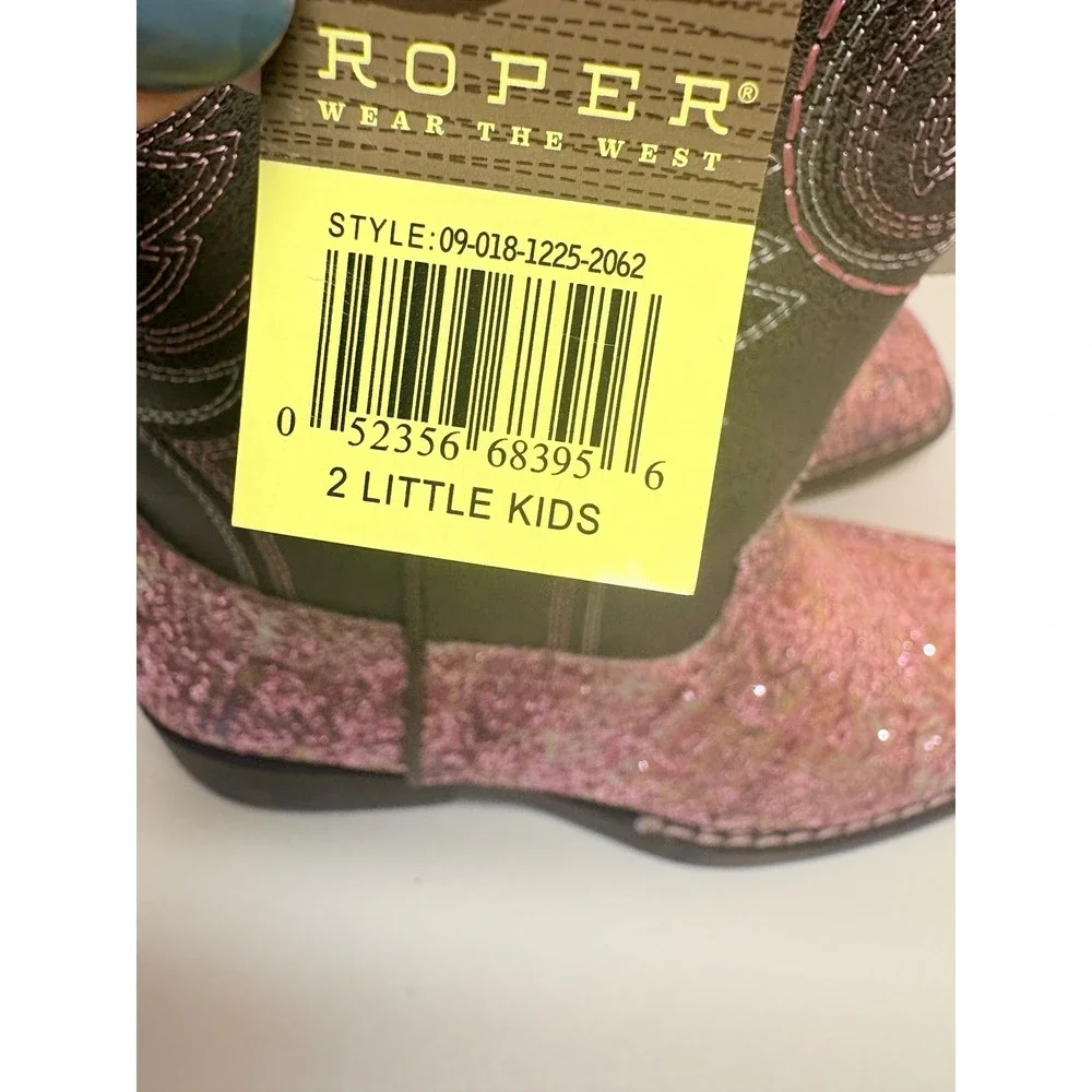 Roper Girls 2  Pink Glitter Brown Aztec Western Boots